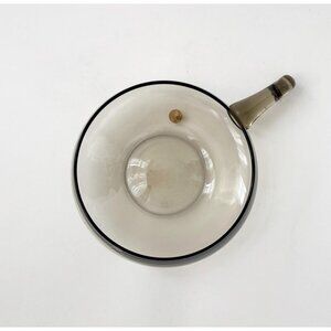 Italian Made Handblown Glass Midcentury Modern Smoke Handle Nappy Dish | Bowl